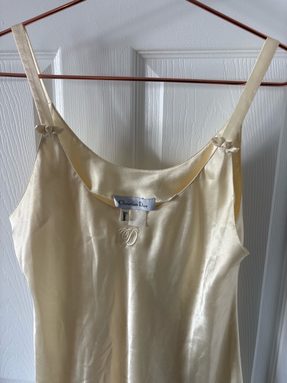 Vintage Christian Dior Satin Slip Dress / Nightgown (70s-90s) - Picture 3 of 4